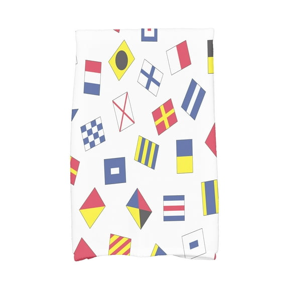 Simply Daisy, 16 x 25 Inch, Multi All Over Toss Larger, Geometric Print Kitchen Towel, Red