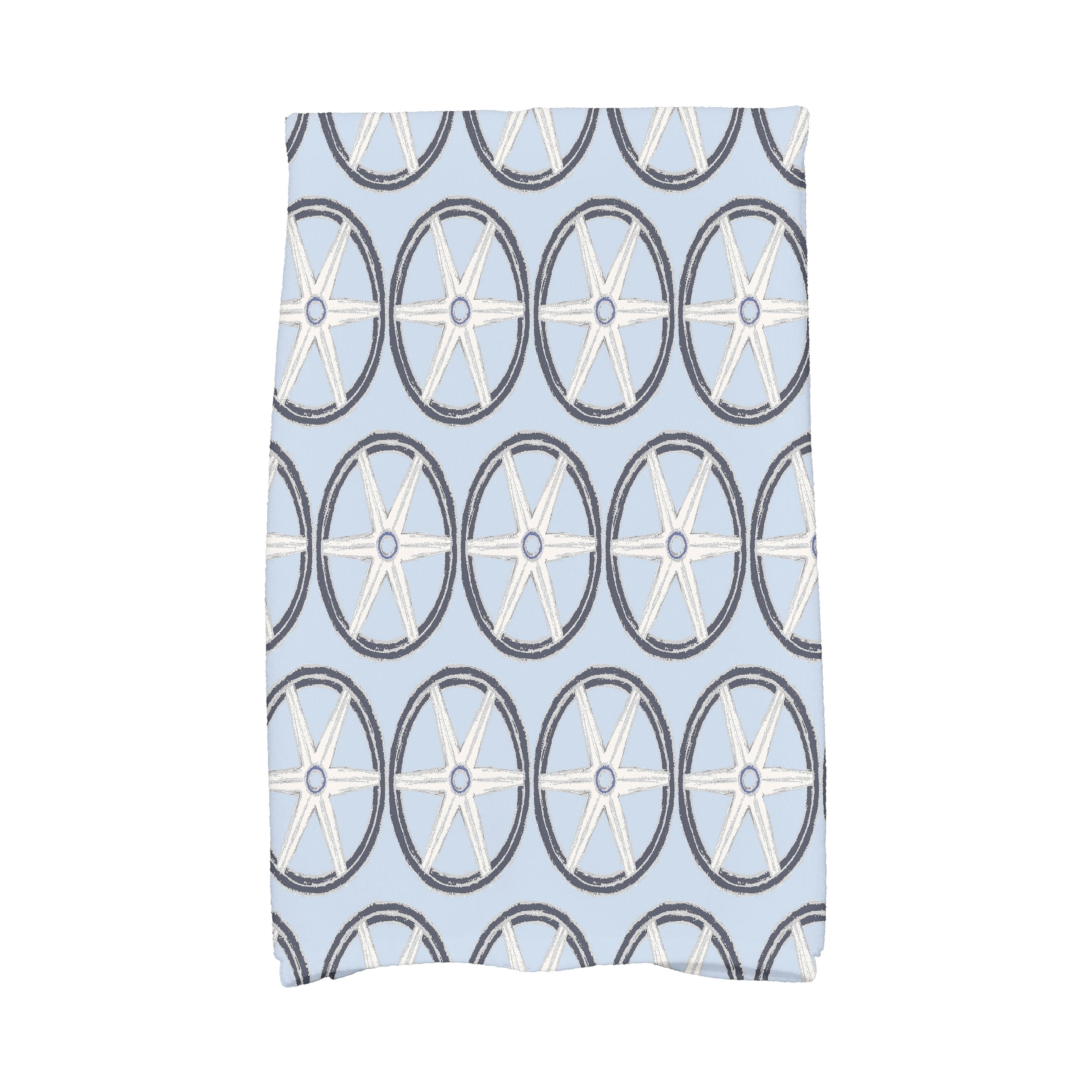 Simply Daisy, 16 x 25 Inch, Nautical Geo Lines, Geometric Print Kitchen Towel, Blue