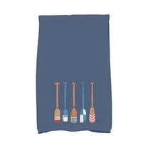 Simply Daisy, 16 x 25 Inch, Oar Multi Painted, Geometric Print Kitchen Towel, Navy Blue