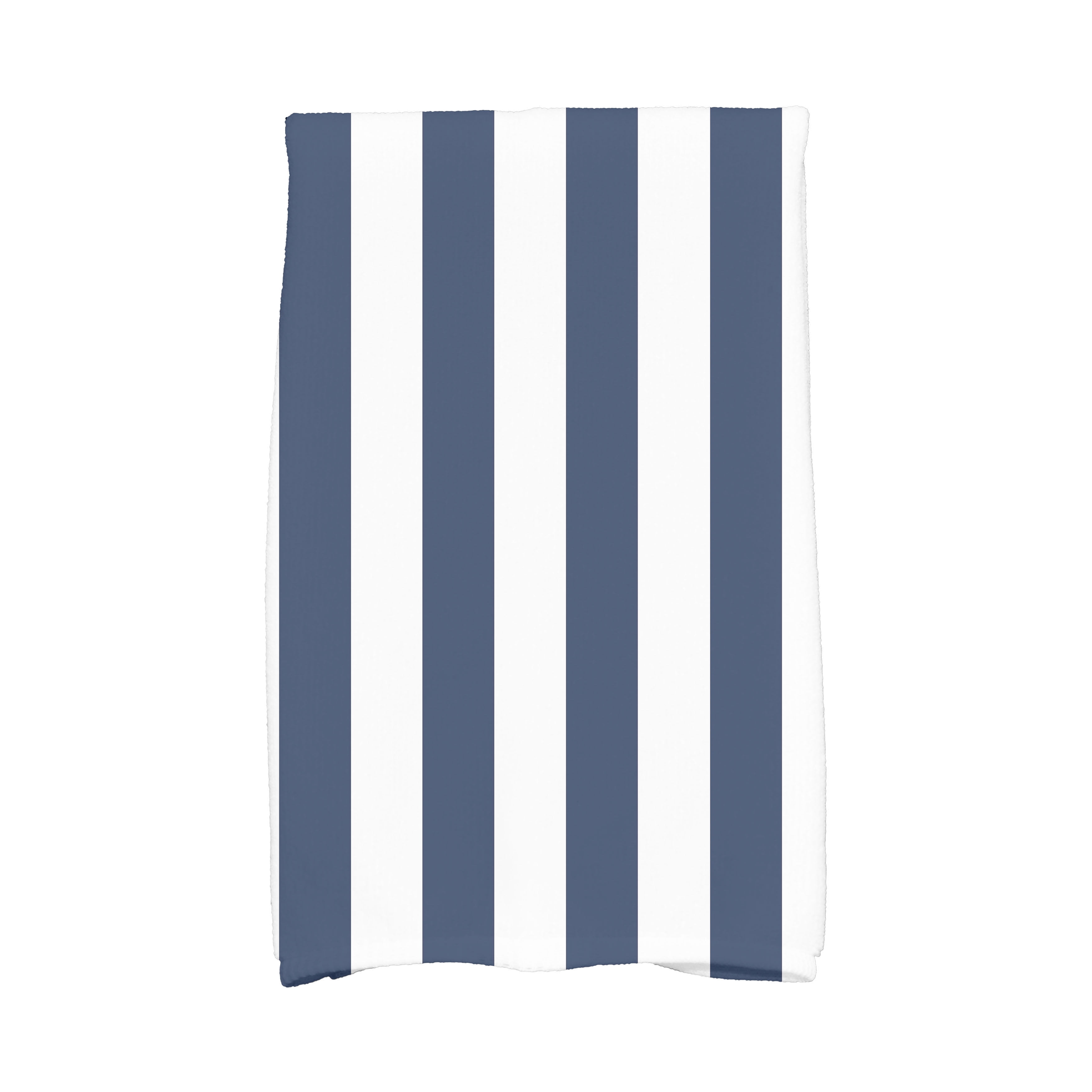 Simply Daisy, 16 x 25 Inch, Rugby Stripe, Stripe Print Kitchen Towel, Navy Blue