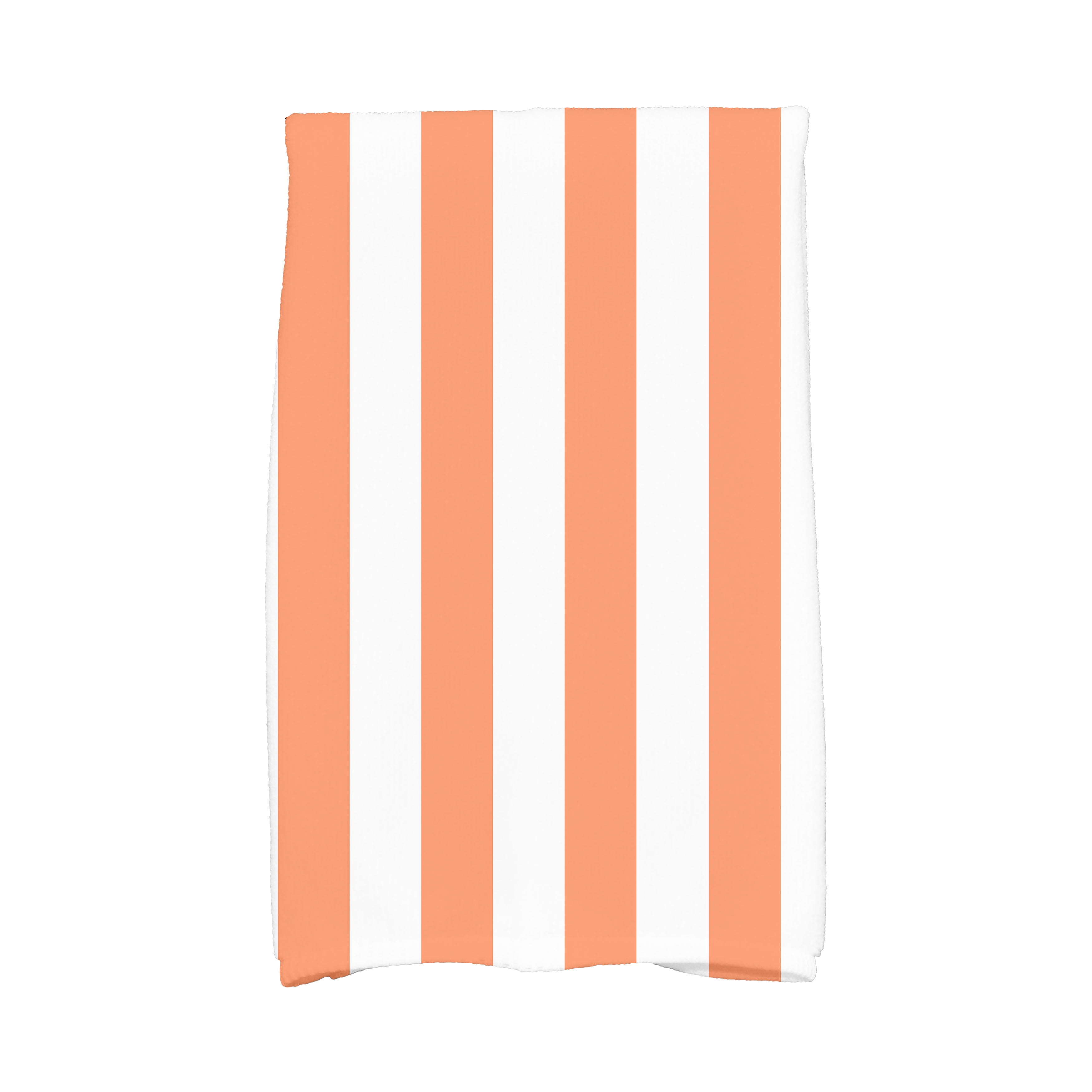 Simply Daisy, 16 x 25 Inch, Rugby Stripe, Stripe Print Kitchen Towel, Orange