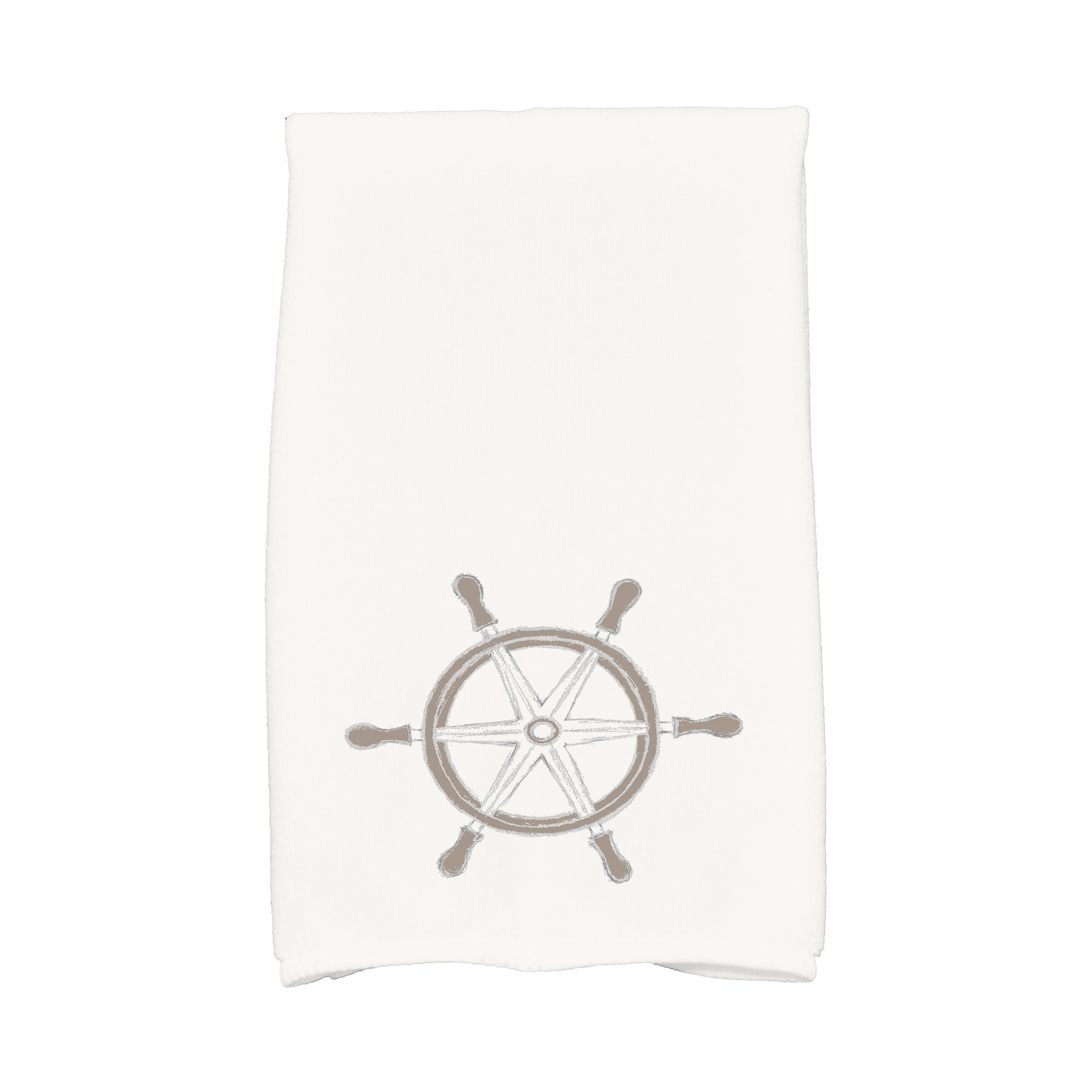 Simply Daisy, 16 x 25 Inch, Ship Wheel, Geometric Print Kitchen Towel, Ivory