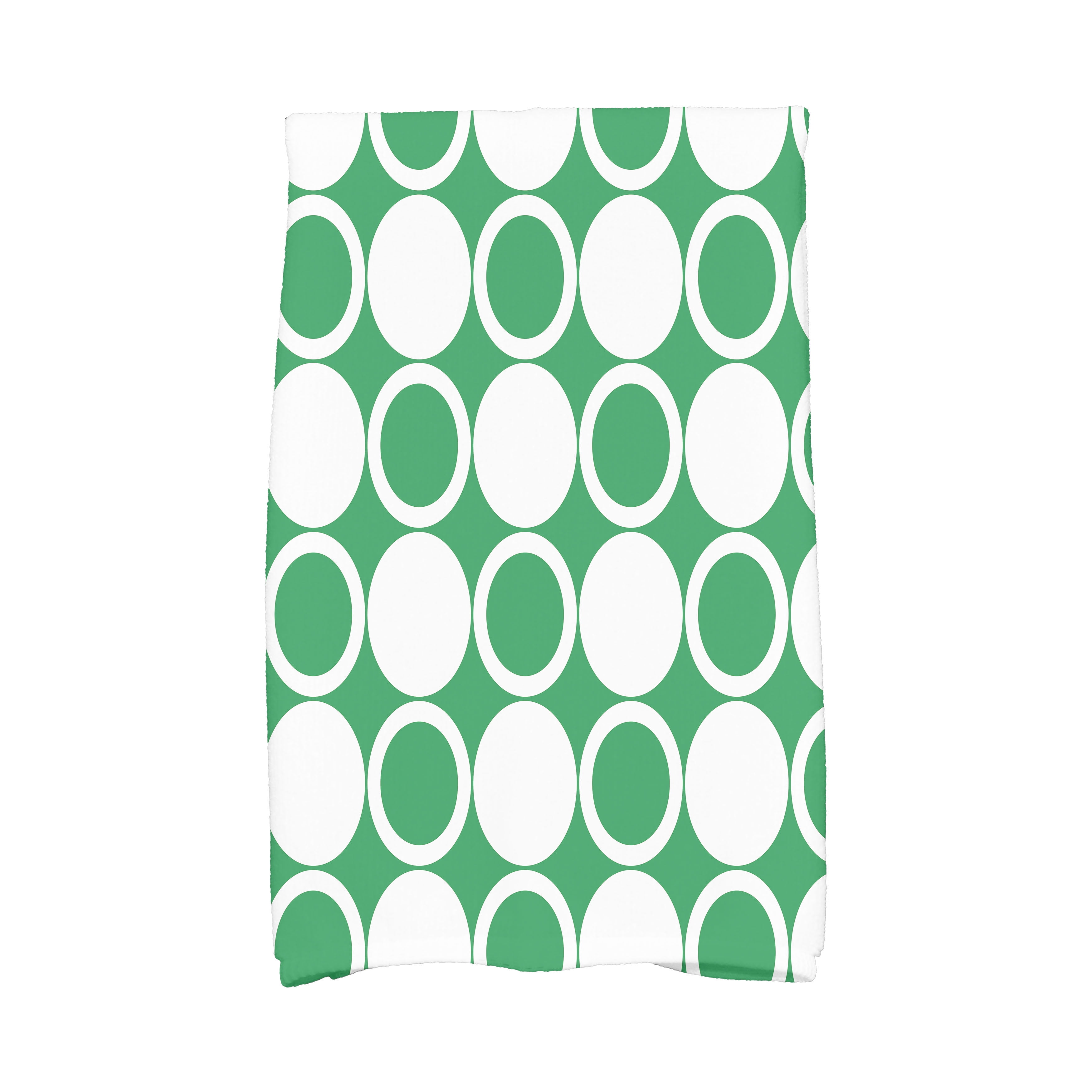 Simply Daisy, 16 x 25 Inch, Small Modcircles, Geometric Print Kitchen Towel, Green
