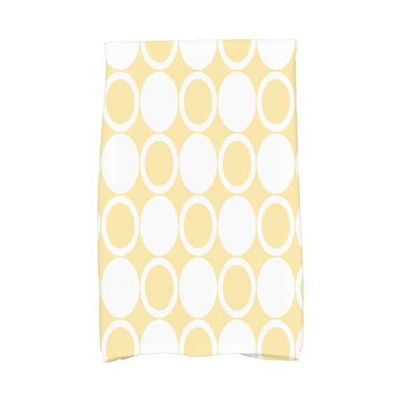 Simply Daisy, 16 x 25 Inch, Small Modcircles, Geometric Print Kitchen Towel, Yellow