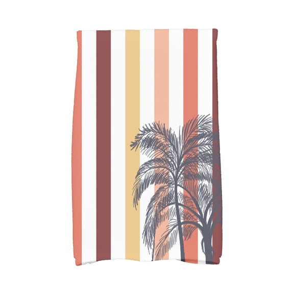 Simply Daisy, 16 x 25 Inch, Thin Stripe Palm, Stripe Print Kitchen Towel, Gold