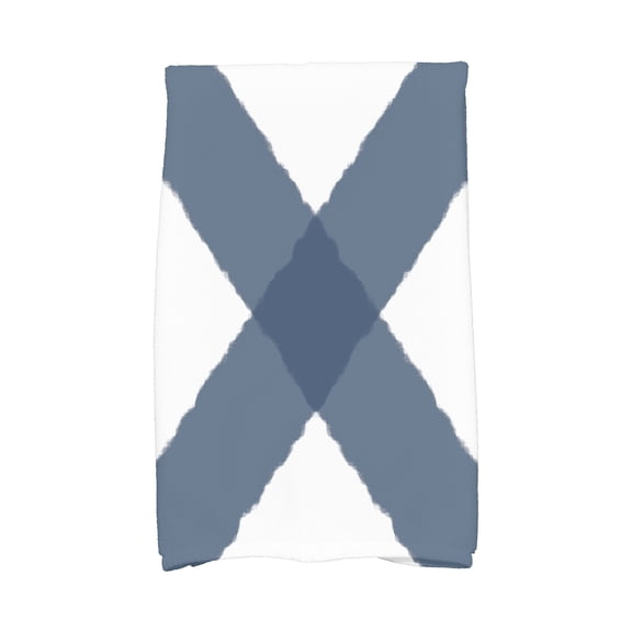 Simply Daisy, 16 x 25 Inch, X Marks the Spot, Geometric Print Kitchen Towel, Navy Blue