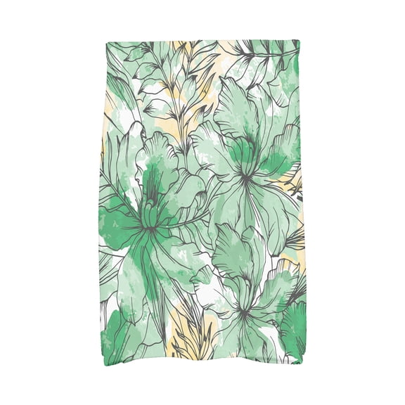 Simply Daisy, 16 x 25 Inch, Zentangle, Floral Print Kitchen Towel, Green