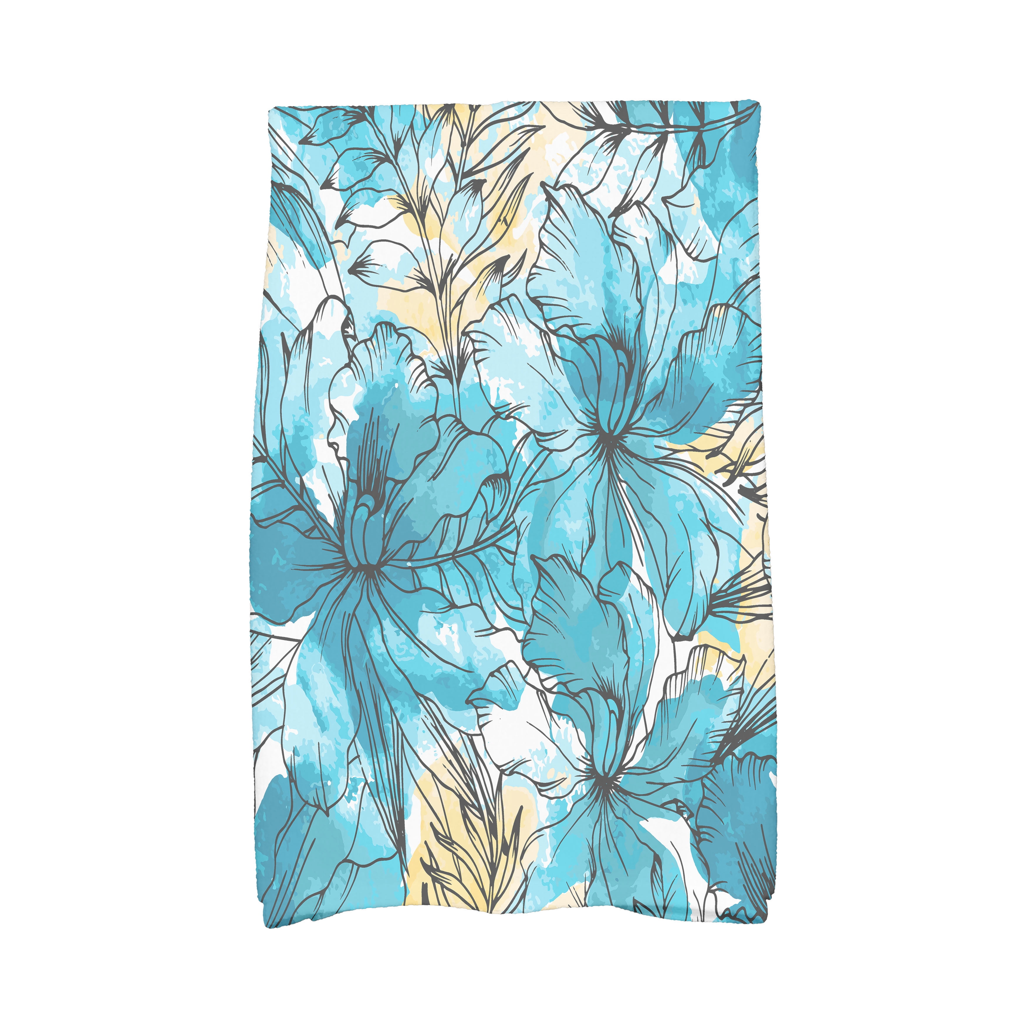 Simply Daisy, 16 x 25 Inch, Zentangle, Floral Print Kitchen Towel, Teal