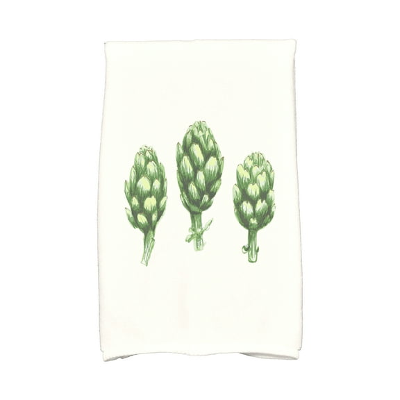 Simply Daisy, 16 x 25 inch, Artichoke Kitchen Towel, Off-White