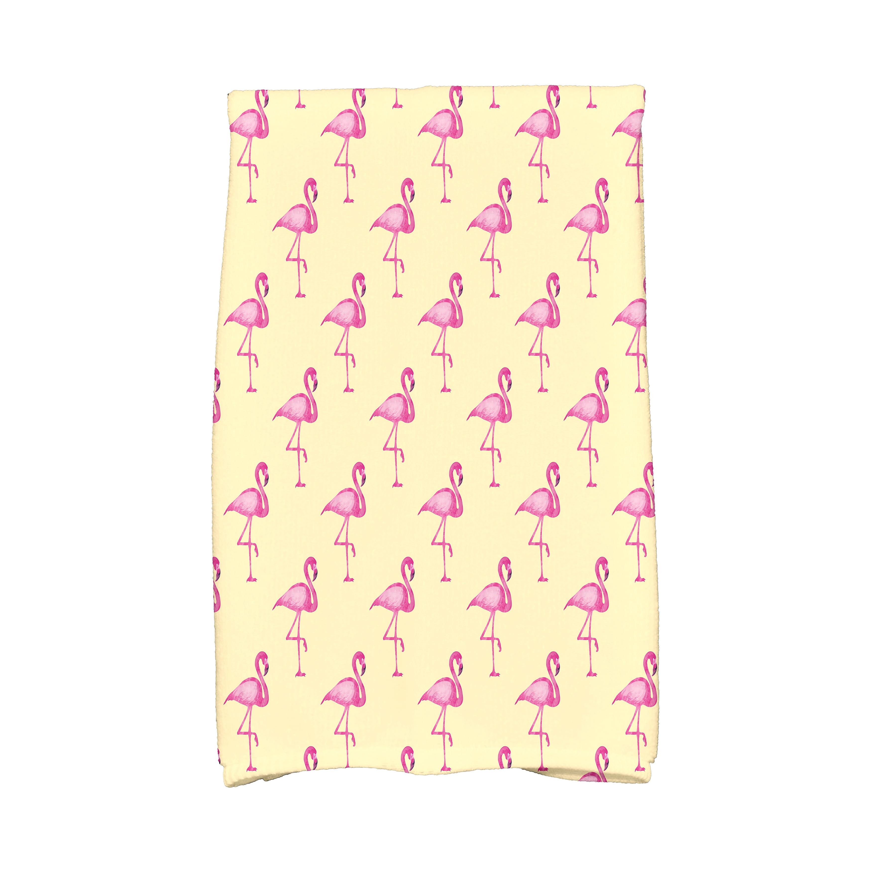 Simply Daisy, 16 x 25 inch, Flamingo Fanfare Multi, Animal Print Kitchen Towel, Yellow