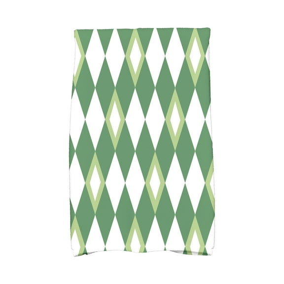 Simply Daisy, 16 x 25 inch, Harlequin, Geometric Print Kitchen Towel, Green
