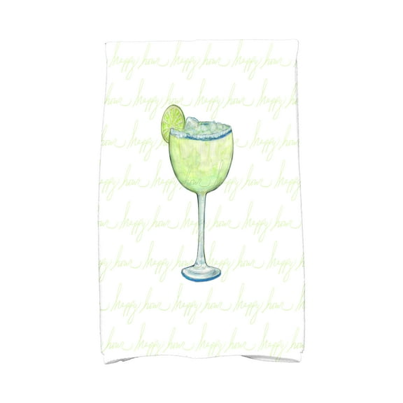 Simply Daisy, 16 x 25 inch, Margarita Text Fade Happy Hour, Geometric Print Kitchen Towel, Light Green