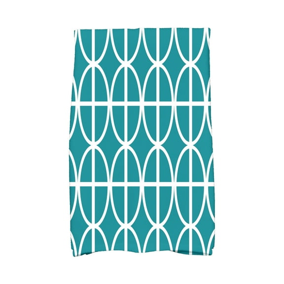 Simply Daisy, 16 x 25 inch, Ovals and Stripes, Geometric Print Kitchen Towel, Blue