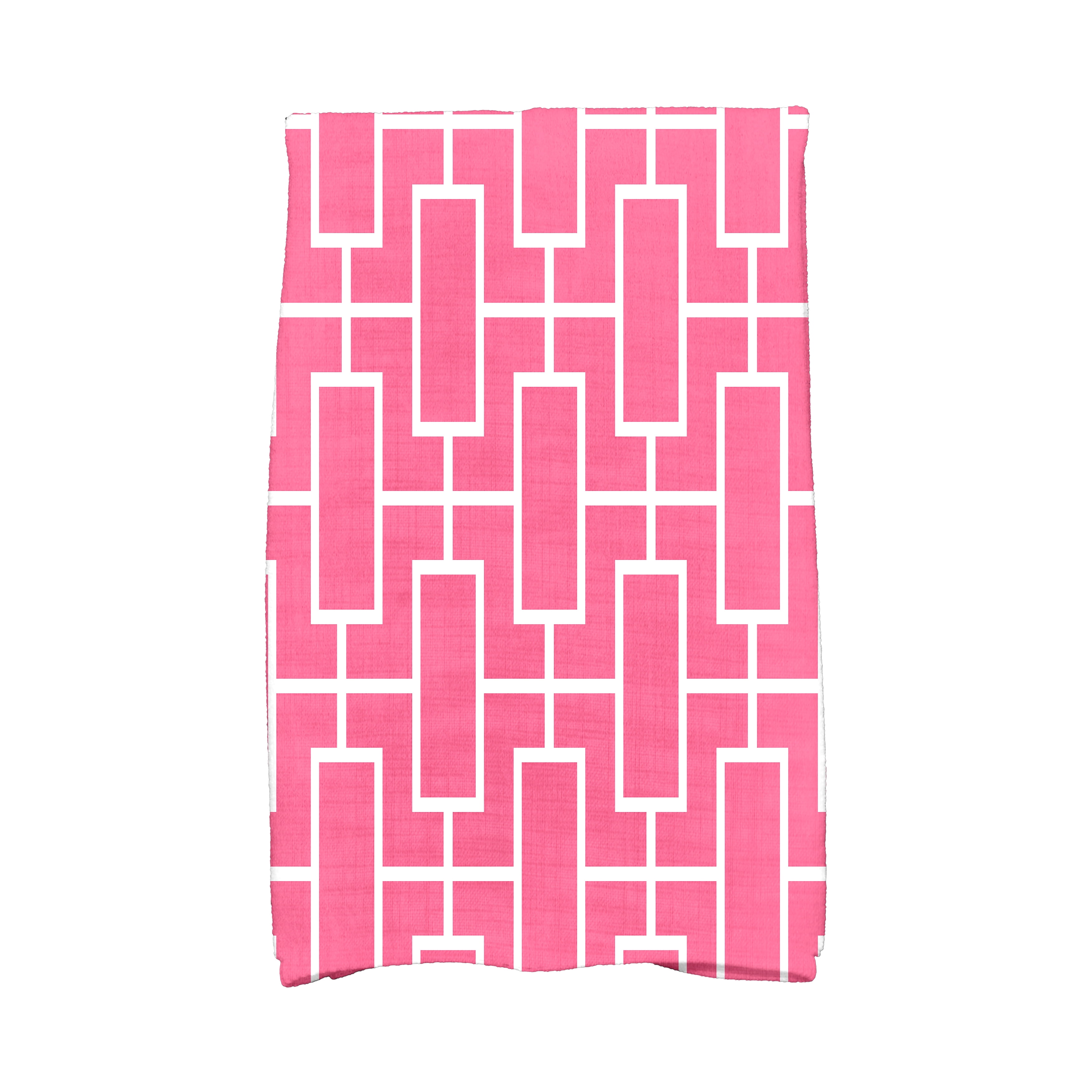 Simply Daisy, 16 x 25 inch, Screen Lattice, Geometric Print Kitchen Towel, Pink/Fushcia