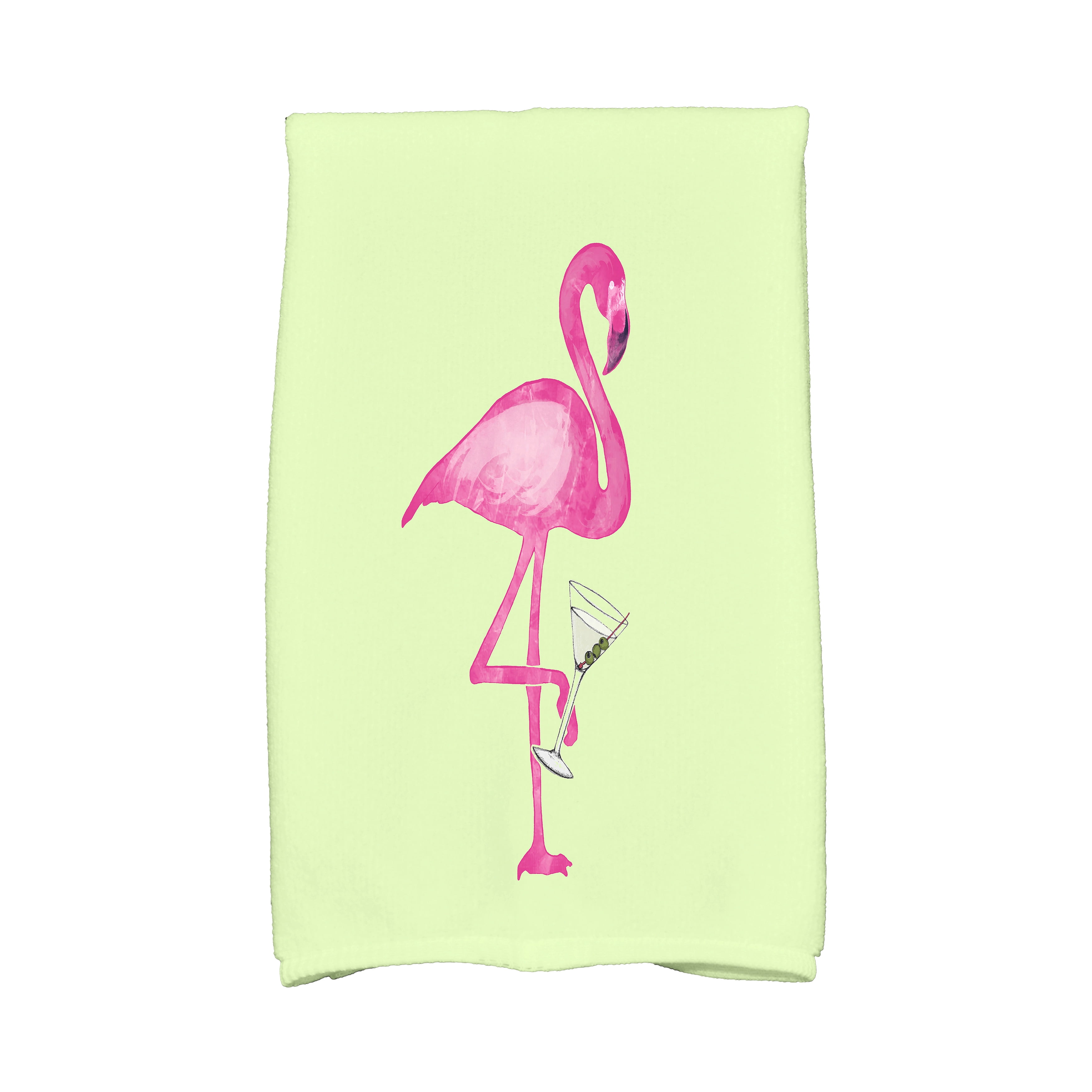 Simply Daisy, 16 x 25 inch, Single Flamingo, Animal Print Kitchen Towel, Light Green