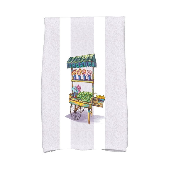 Simply Daisy, 16 x 25 inch, Veggie Cart Kitchen Towel, Light Purple