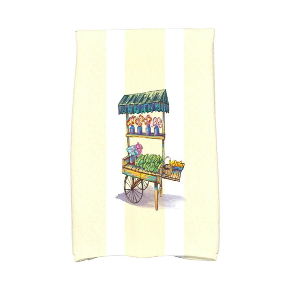 Simply Daisy, 16 x 25 inch, Veggie Cart Kitchen Towel, Yellow