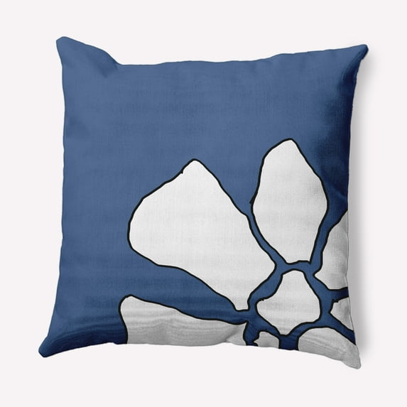 Simply Daisy 18 in x 18 in Modern and Contemporary Blue Floral Polyester Throw Pillow