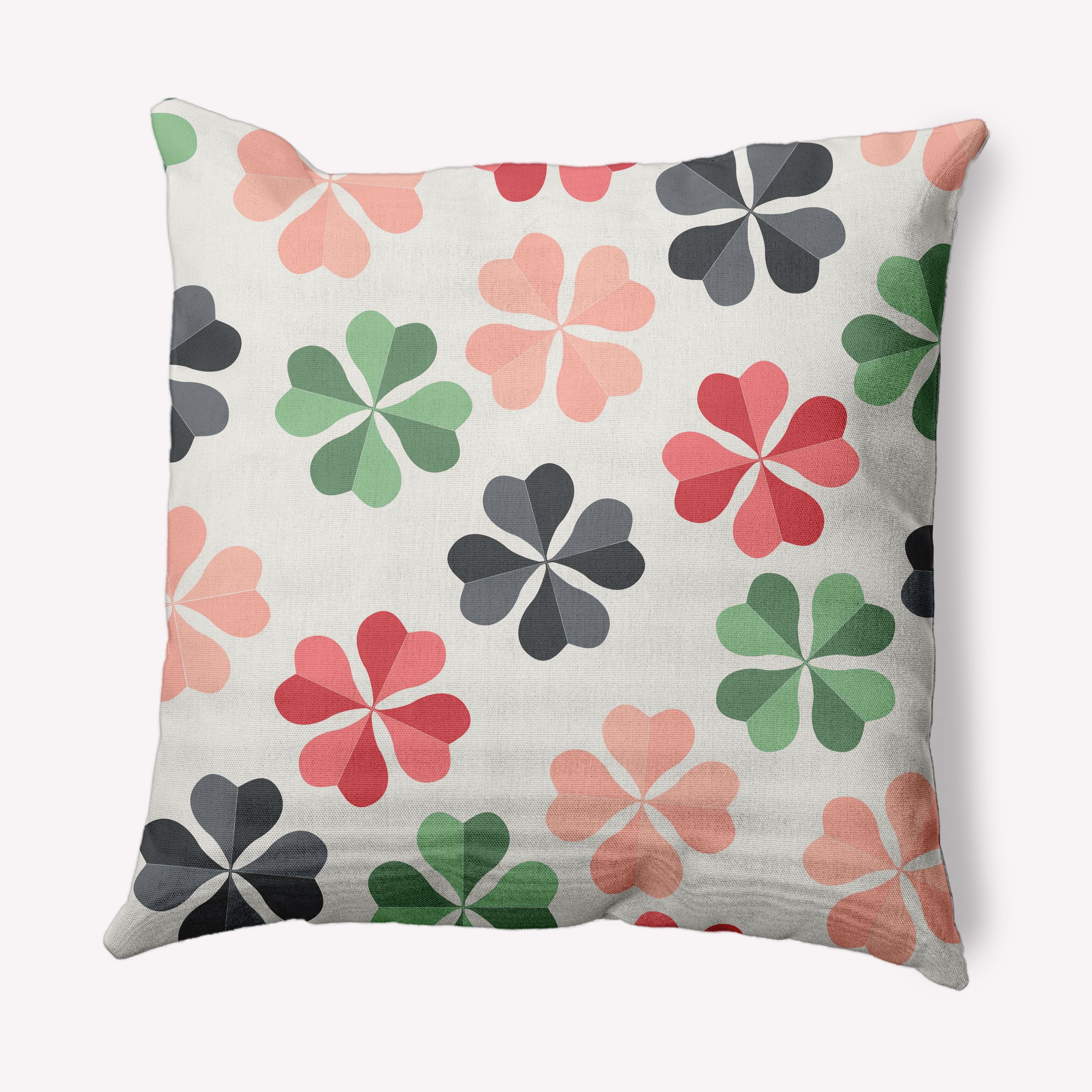 Simply Daisy 18 in x 18 in Modern and Contemporary Gray Floral Polyester Throw Pillow
