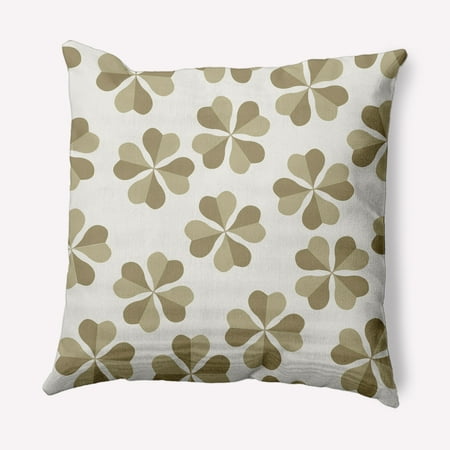 Simply Daisy 18 in x 18 in Modern and Contemporary White and Brown Floral Polyester Throw Pillow
