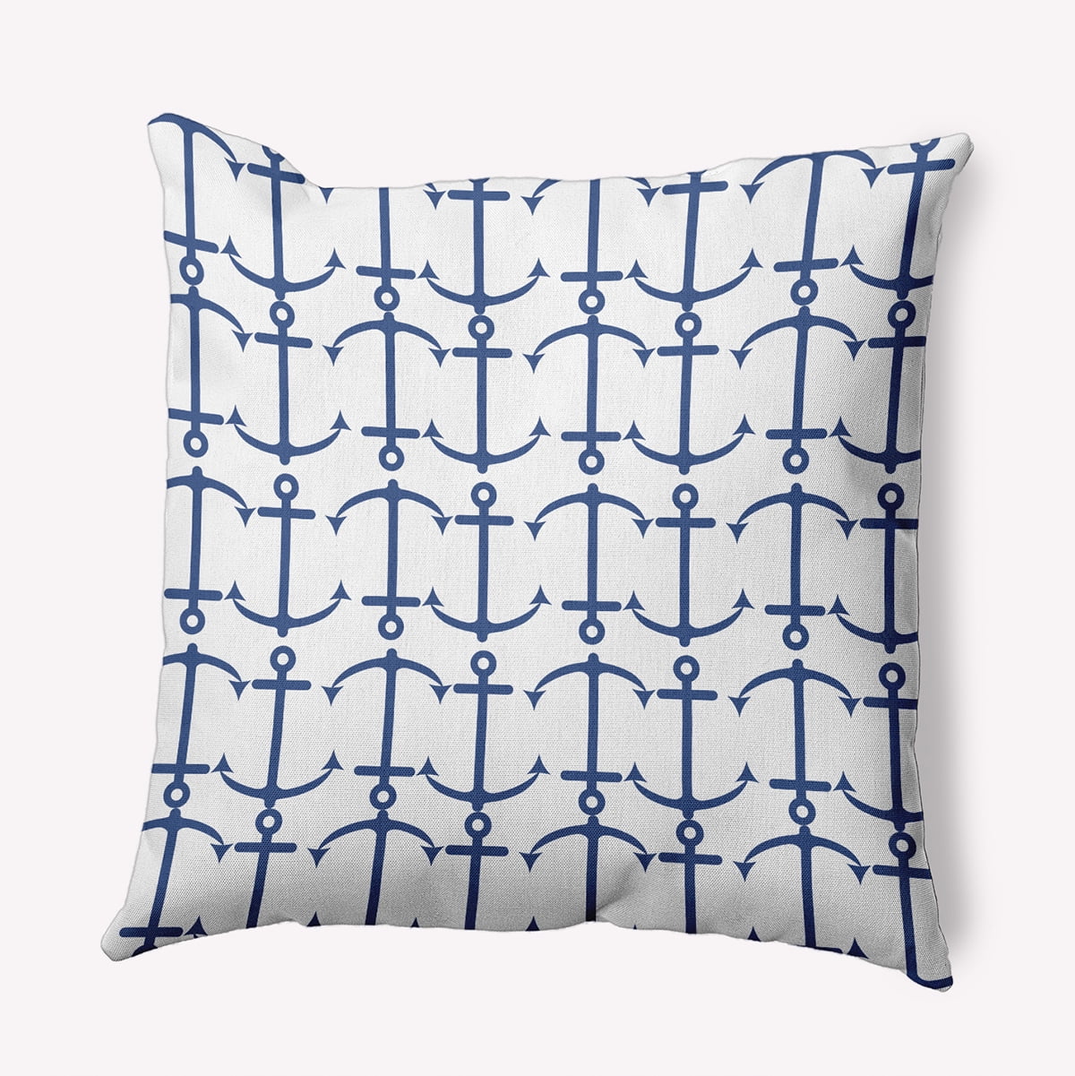 Simply Daisy 18-inch Square Anchor Pattern Polyester Indoor Pillow, Nautical Navy Qty 1