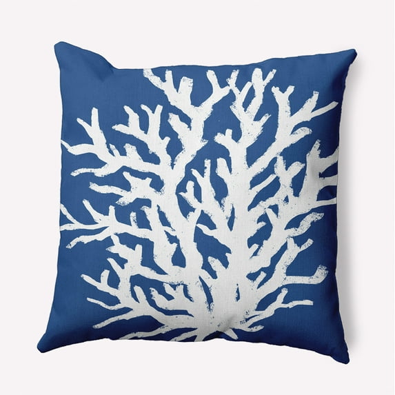 Simply Daisy 18-inch Square Big Seaweed Polyester Indoor Pillow, Nautical Navy Qty 1