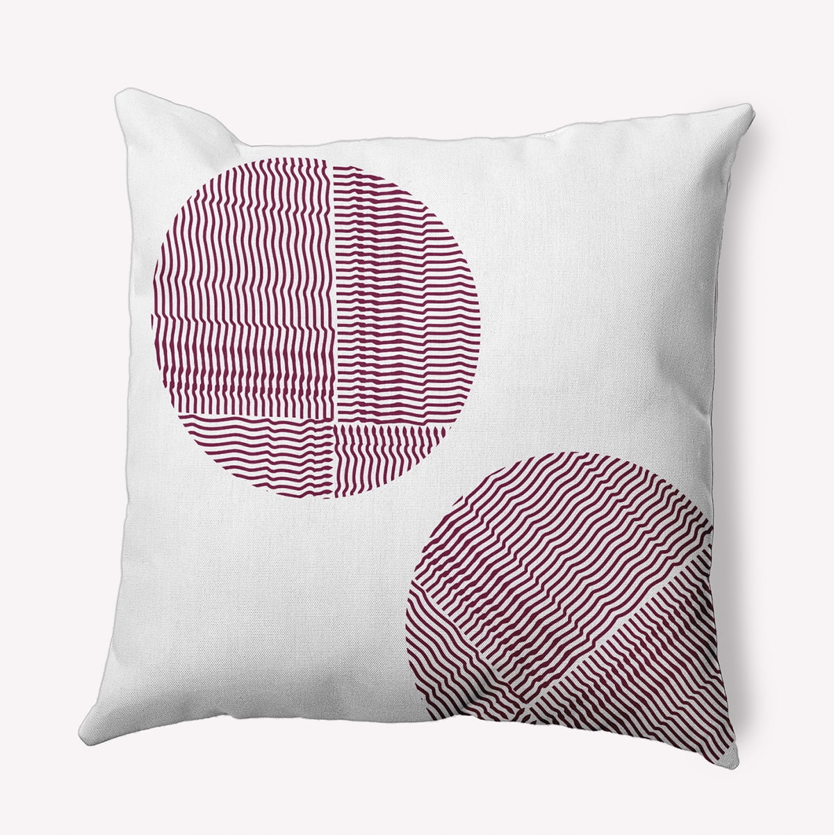 Simply Daisy 18-inch Square Circles Polyester Indoor Pillow, Maroon Red Qty 1