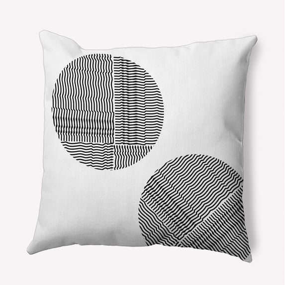 Simply Daisy 18-inch Square Circles Polyester Indoor Pillow, Raven Black Qty 1