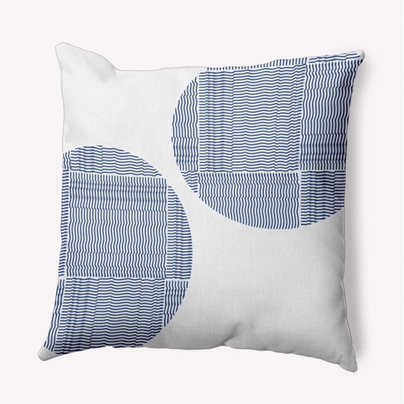 Simply Daisy 18-inch Square Circles and Squares Polyester Throw Pillow, Navy Qty 1
