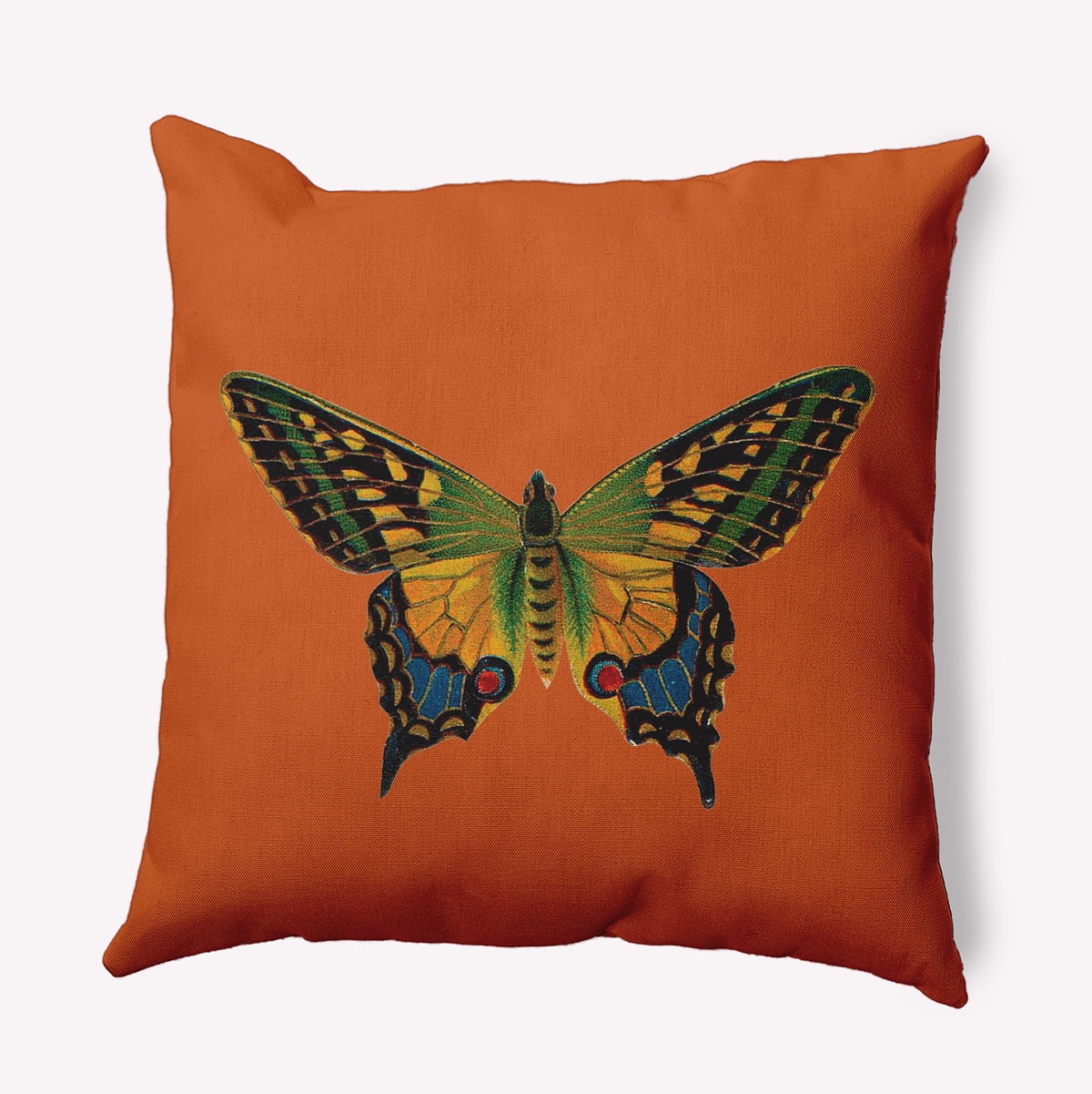 Simply Daisy 18-inch Square Colorful Swallowtail Poly Throw Pillow, Perfect Orange Qty 1
