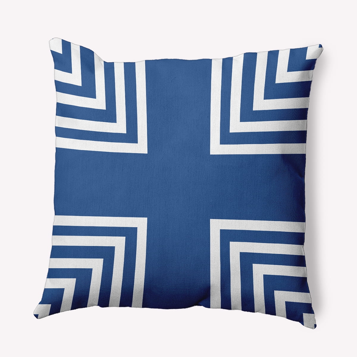 Simply Daisy 18-inch Square Corner Stripes Polyester Indoor Pillow, Nautical Navy Qty 1