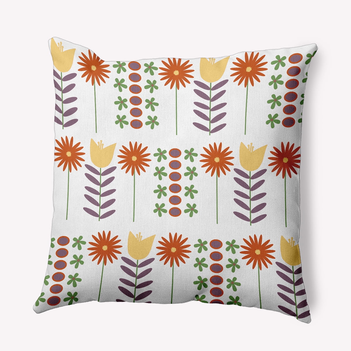 Simply Daisy 18-inch Square Daisy May's Garden Polyester Indoor Pillow, White Qty 1