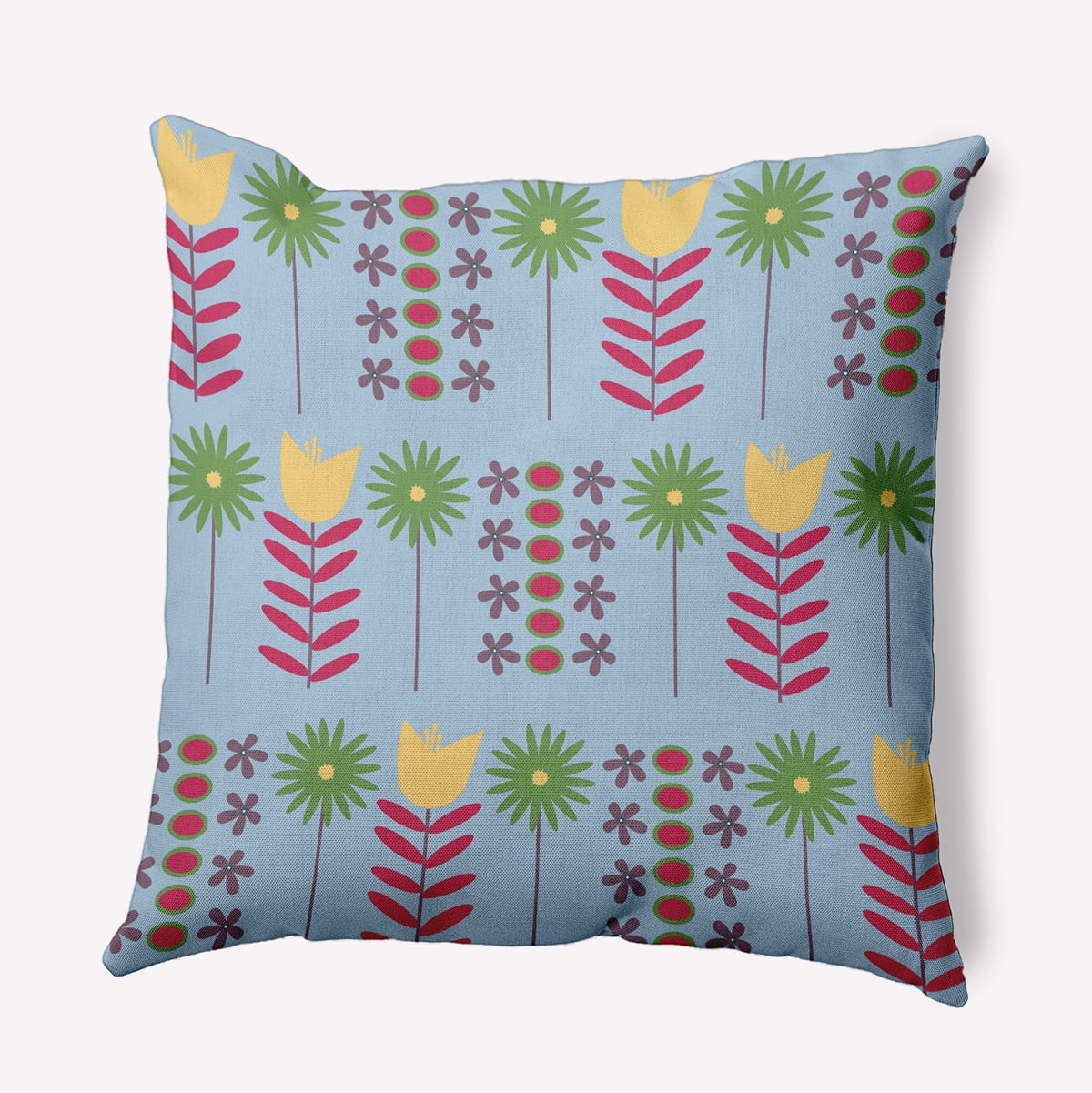 Simply Daisy 18-inch Square Daisy May's Garden Polyester Throw Pillow, Blue Qty 1