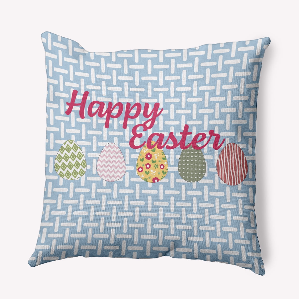Simply Daisy 18-inch Square Happy Easter Polyester Throw Pillow, Blue Qty 1