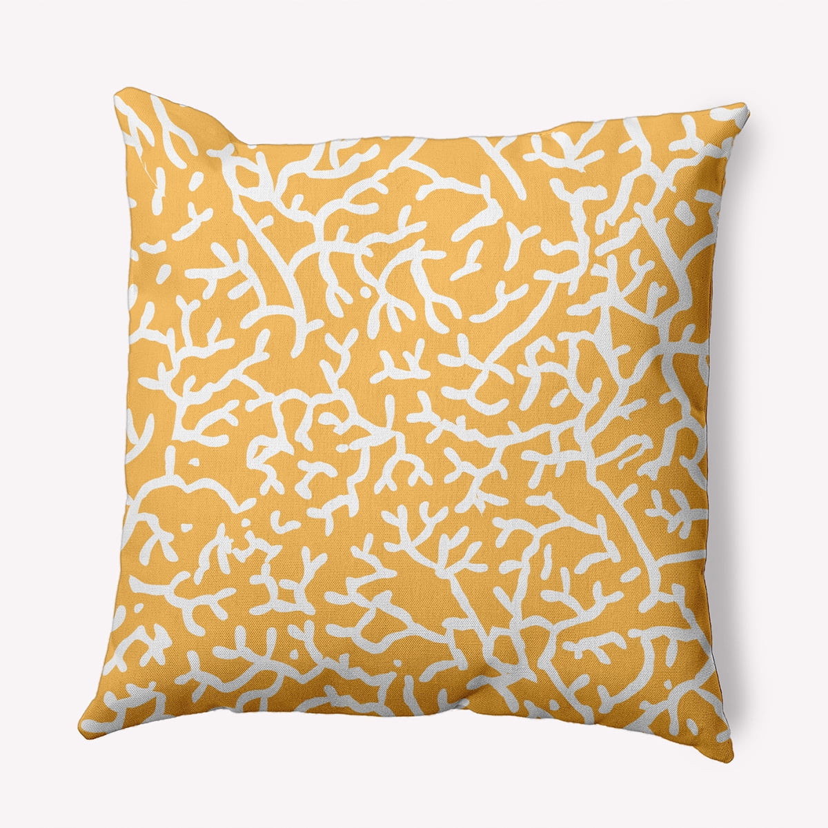 Simply Daisy 18-inch Square Seaweed Polyester Indoor Pillow, Egg Yolk Yellow Qty 1
