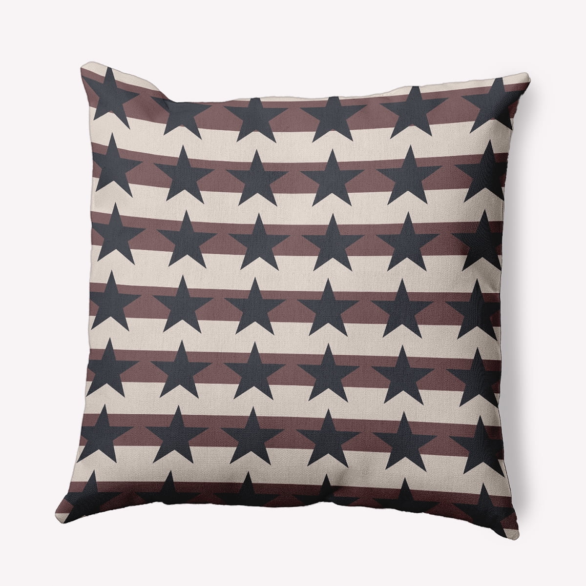 Simply Daisy 18-inch Square Stars and Stripes Polyester Indoor Pillow, Blue-Red Qty 1