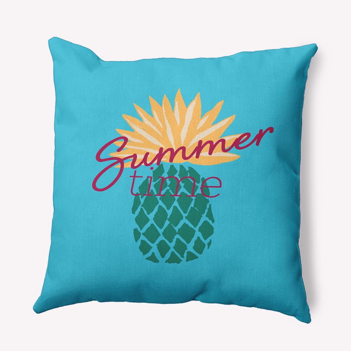 Simply Daisy 18-inch Square Summer Time Pineapple Poly Throw Pillow, Lipstick Pink Qty 1