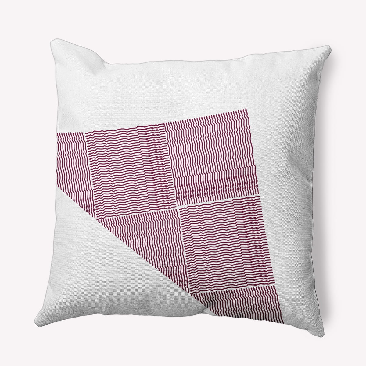 Simply Daisy 18-inch Square Triangles & Squares Polyester Indoor Pillow, Maroon Red Qty 1