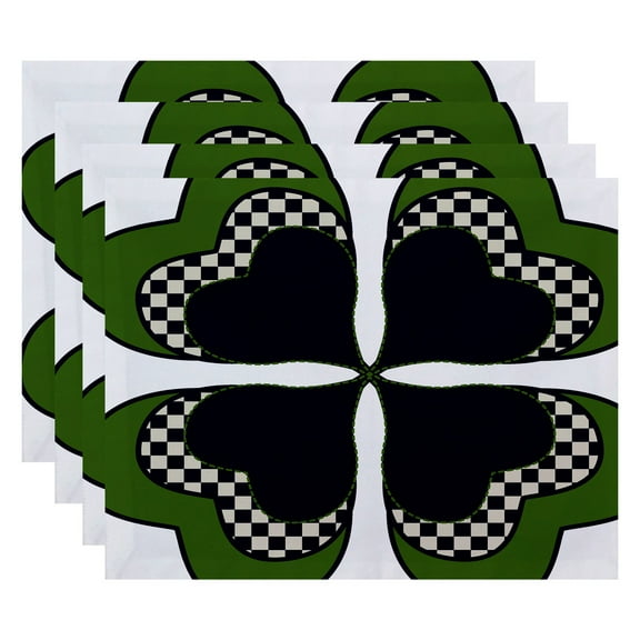 Simply Daisy 18" x 14" 4 Leaf Clover Holiday Floral Print Placemat, Set of 4