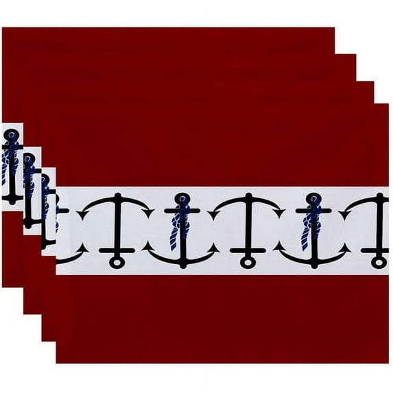 Simply Daisy 18" x 14" Anchor Stripe Stripe Print Placemats, Set of 4