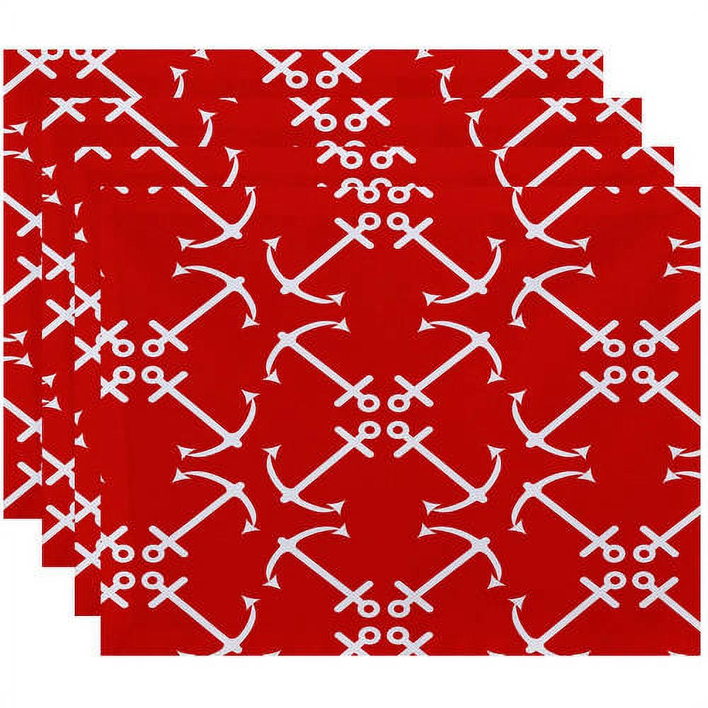 Simply Daisy 18" x 14" Anchor's Up Geometric Print Placemats, Set of 4