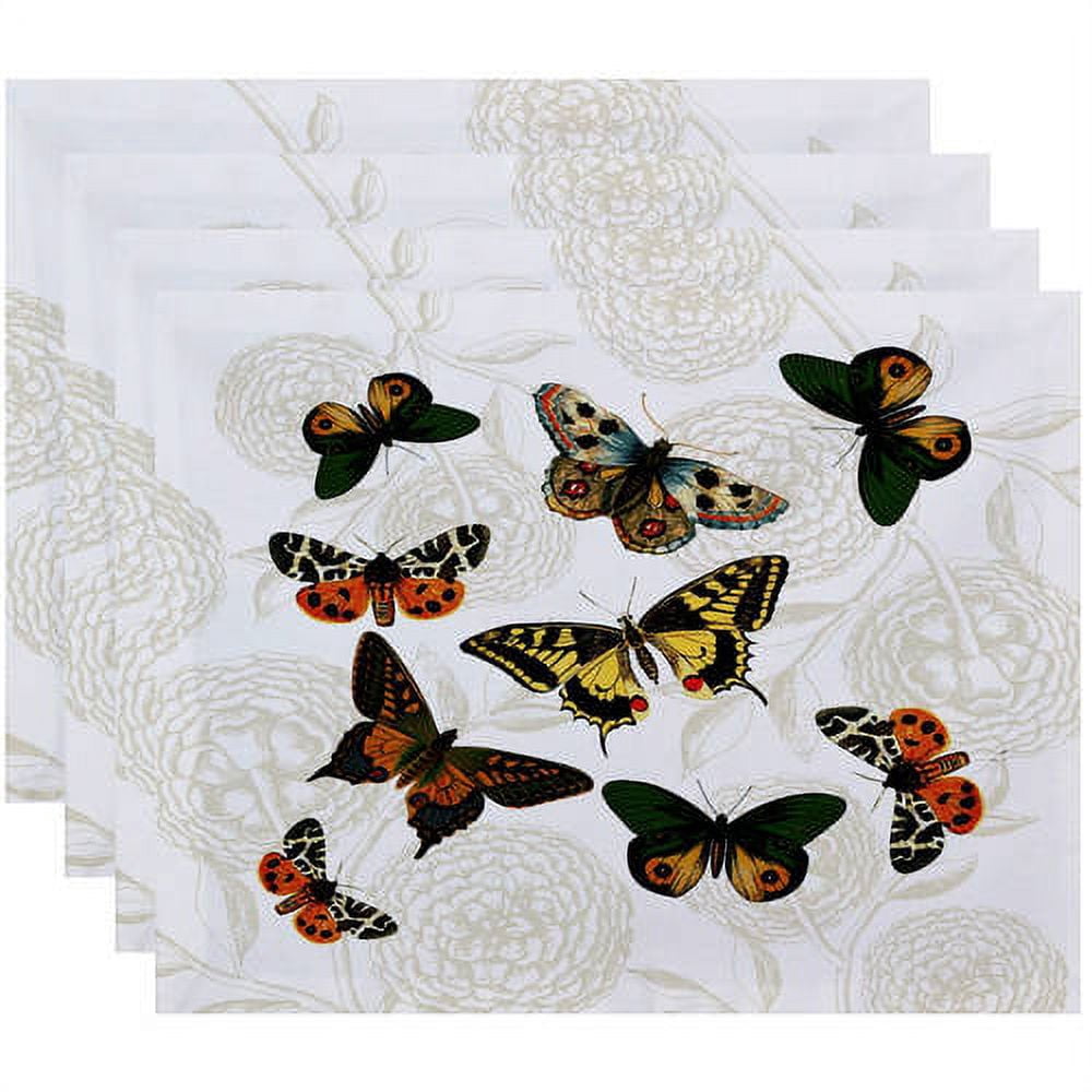 Simply Daisy 18" x 14" Antique Butterflies and Flowers Animal Print Placemat