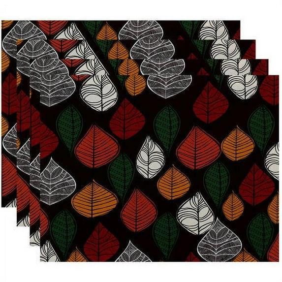 Simply Daisy 18" x 14" Autumn Leaves Floral Print Placemats, Set of 4
