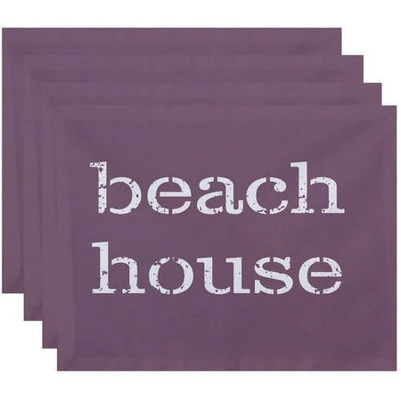 Simply Daisy 18" x 14" Beach House Word Print Placemats, Set of 4