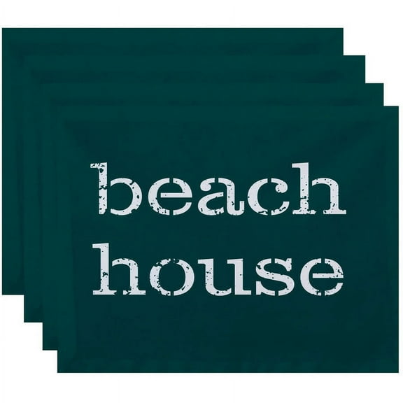 Simply Daisy 18" x 14" Beach House Word Print Placemats, Set of 4