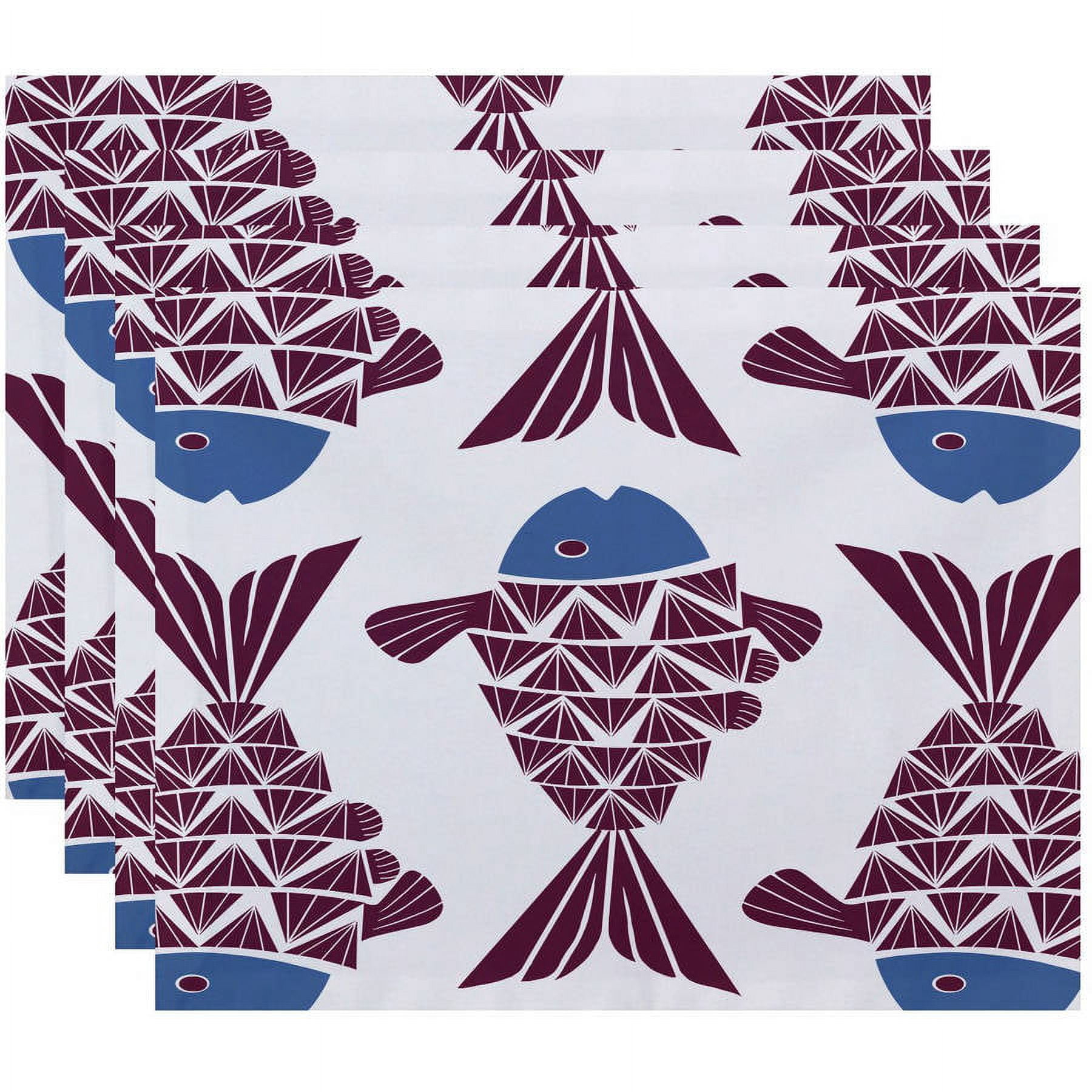 Simply Daisy 18" x 14" Big Fish Animal Print Placemats, Set of 4