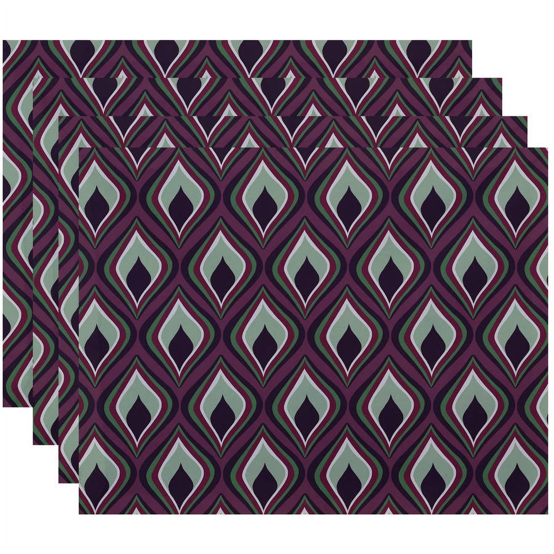 Simply Daisy 18" x 14" Candlelight Geometric Print Placemats, Set of 4