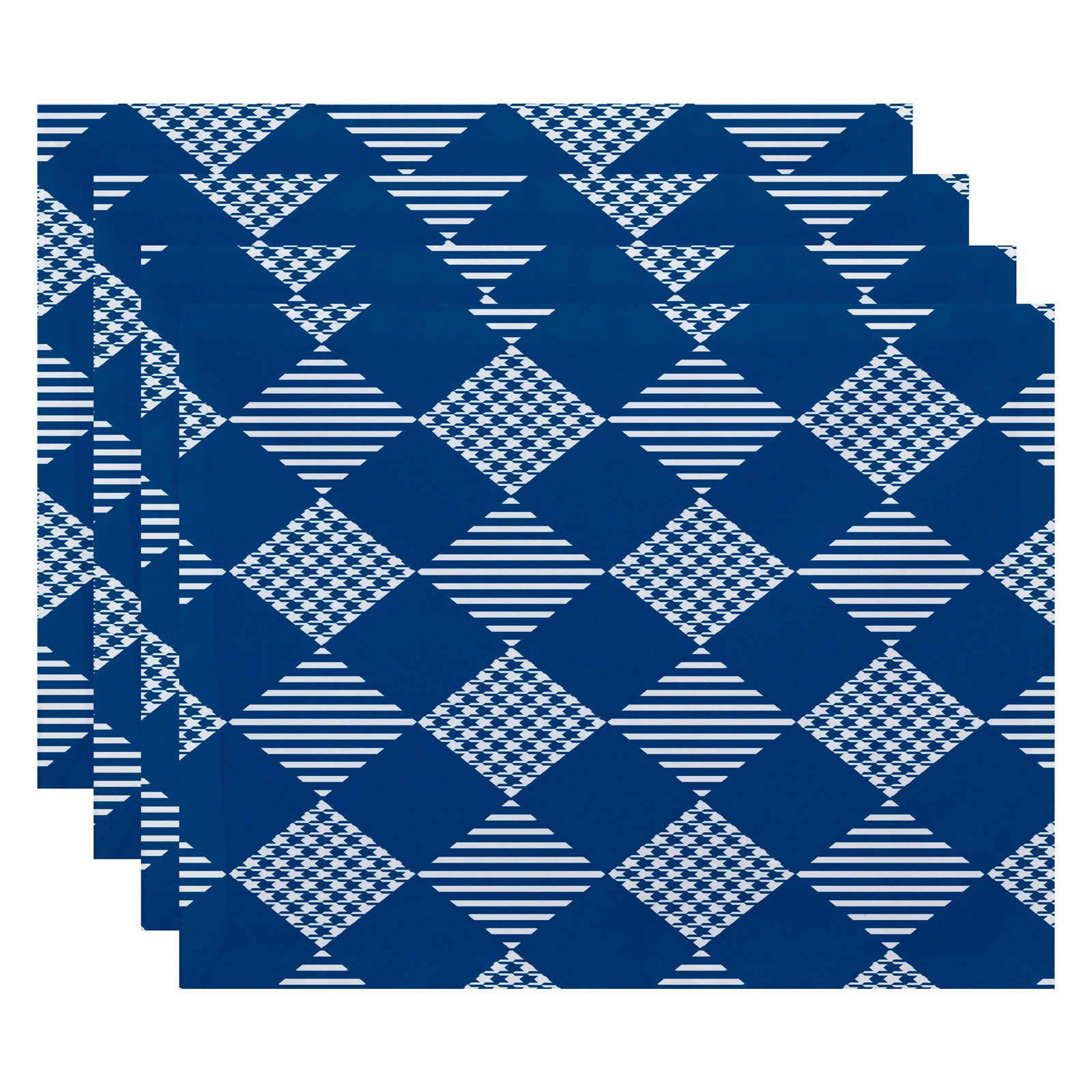 Simply Daisy 18" x 14" Check It Twice Geometric Print Placemats, Set of 4
