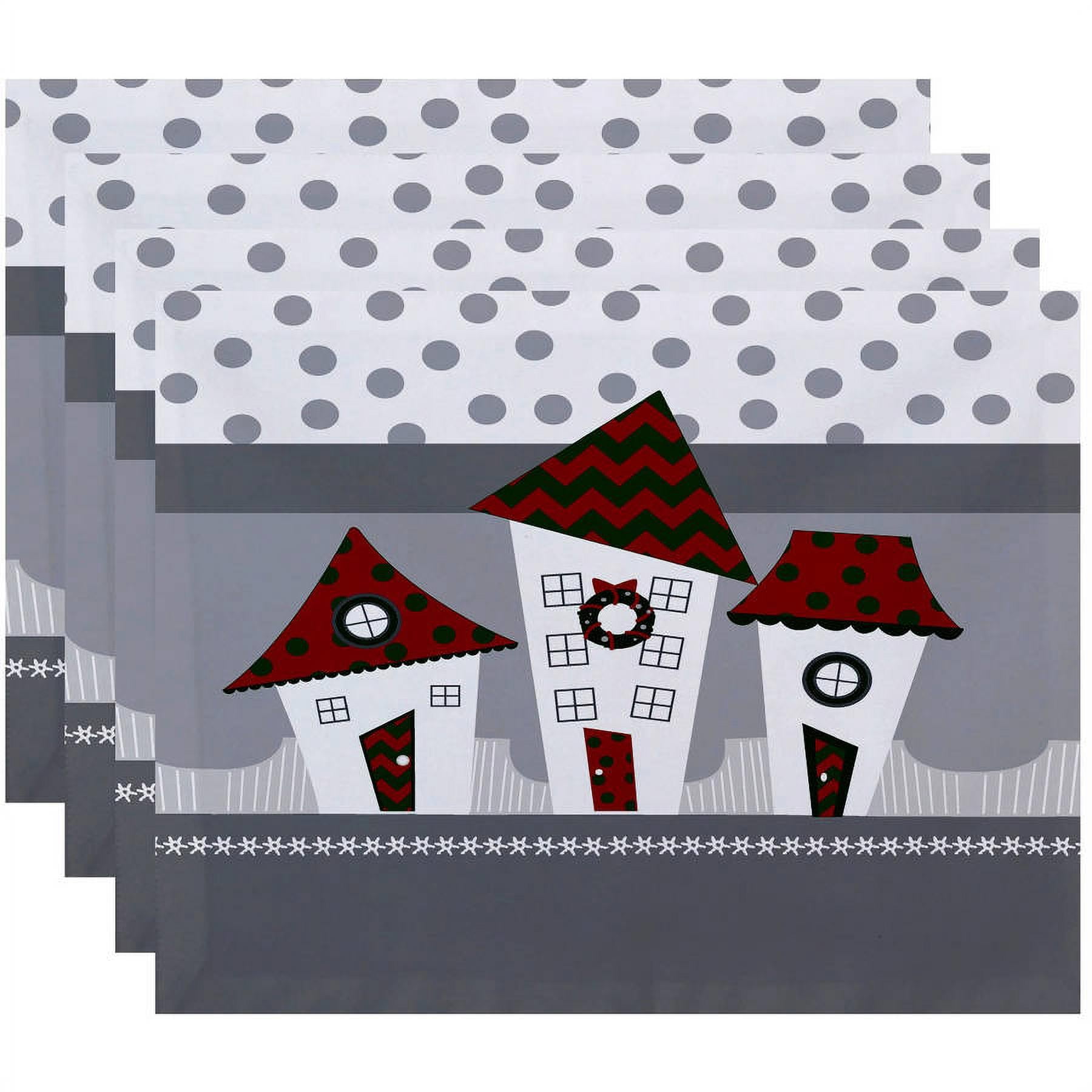 Simply Daisy 18" x 14" Coastal Houses Geometric Print Placemats, Set of 4