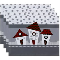 Simply Daisy 18" x 14" Coastal Houses Geometric Print Placemats, Set of 4